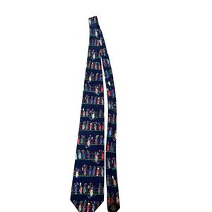 Alynn Neckwear Tie Mens Navy Silk Novelty Golf Bag‎ Tee Time Lineup Made USA
